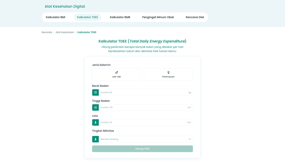 Hitung Kebutuhan Kalori dengan Kalkulator TDEE Online